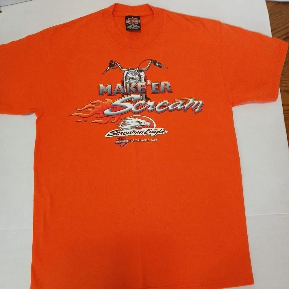 Vintage Harley Davidson Maker'er Scream Screaming Eagle/ Mid-Oh Orange M Y2K S.S